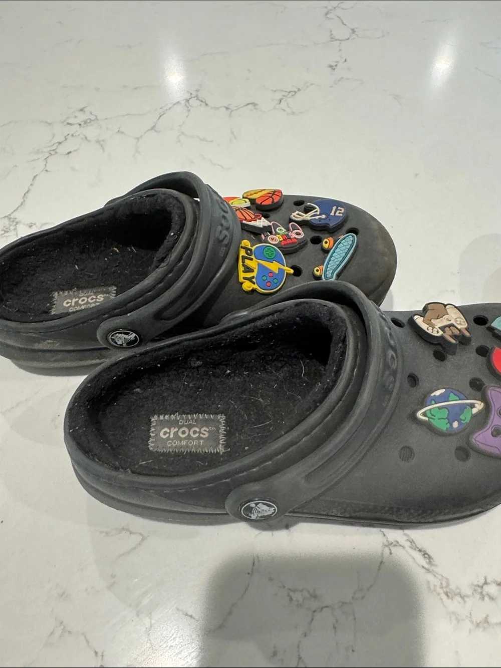 CROCS J1 Black Kids' Classic Clogs with Colorful Game & Sports Jibbitz